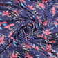 Dark Blue With Pink Floral Print Rayon Fabric - TradeUNO