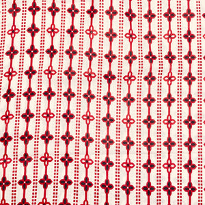 White & Red Geometrical Print Cotton Fabric - TradeUNO