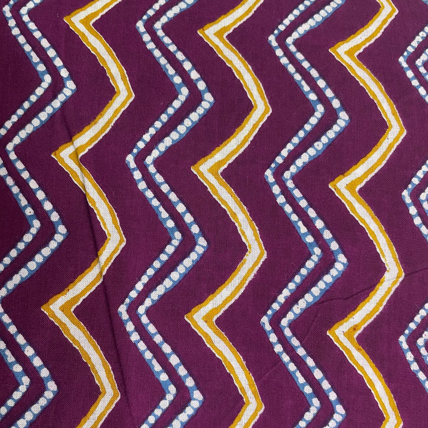 Purple With Multicolor Chevron Print Cotton Fabric - TradeUNO