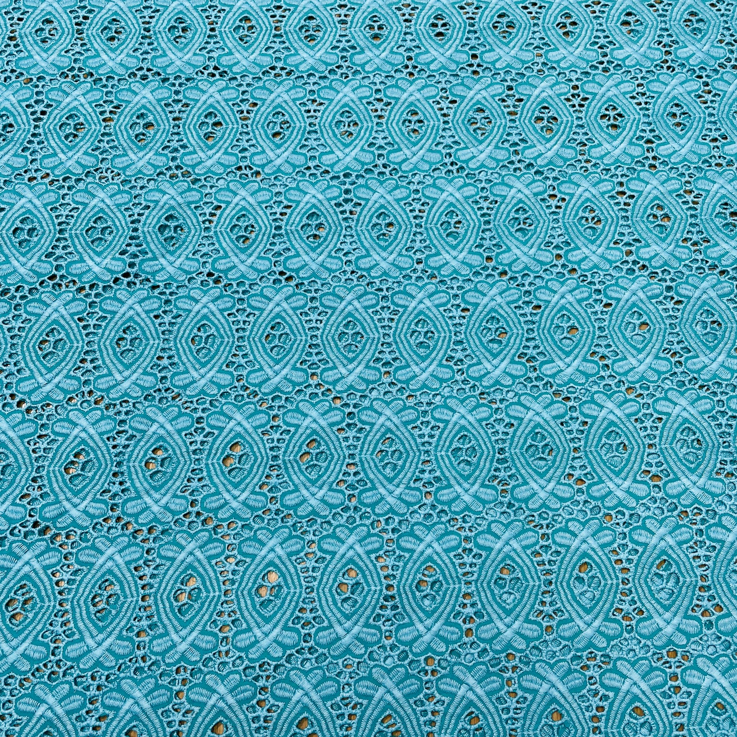 Sky Blue Schiffli Embroidery Fabric