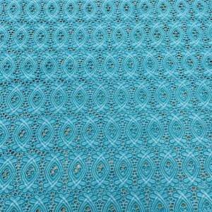 Sky Blue Schiffli Embroidery Fabric