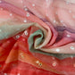 Multicolor Stripe Mirror Embroidery Organza Fabric - TradeUNO