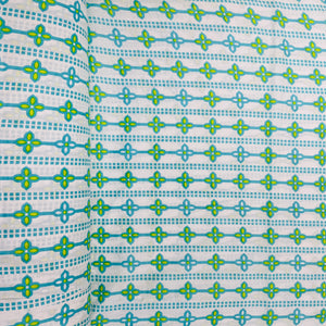 White & Green Geometrical Print Cotton Fabric - TradeUNO