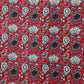 Red With Blue Floral Print Cotton Fabric - TradeUNO