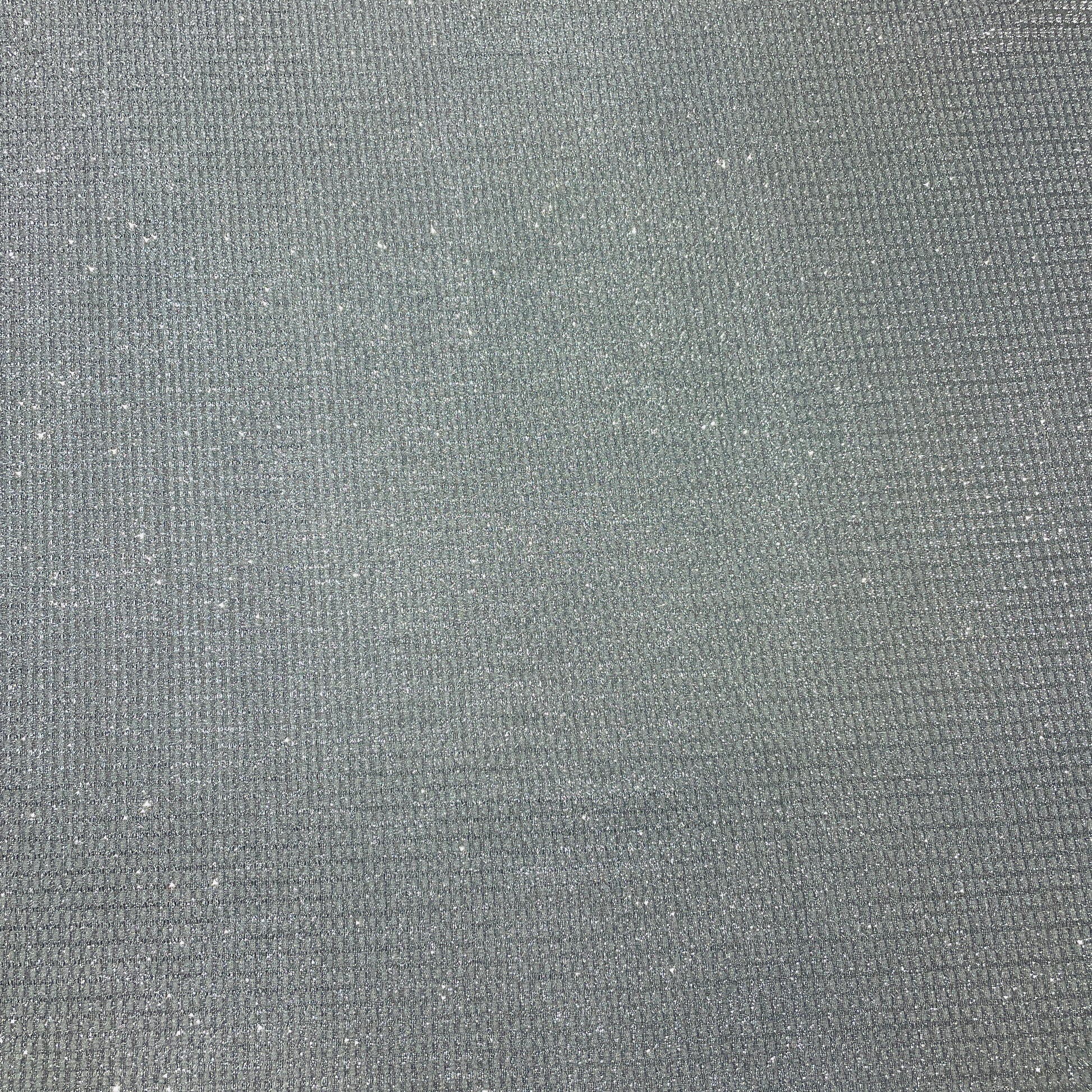 Grey Foil Print Shimmer Knitted Lycra Fabric - TradeUNO