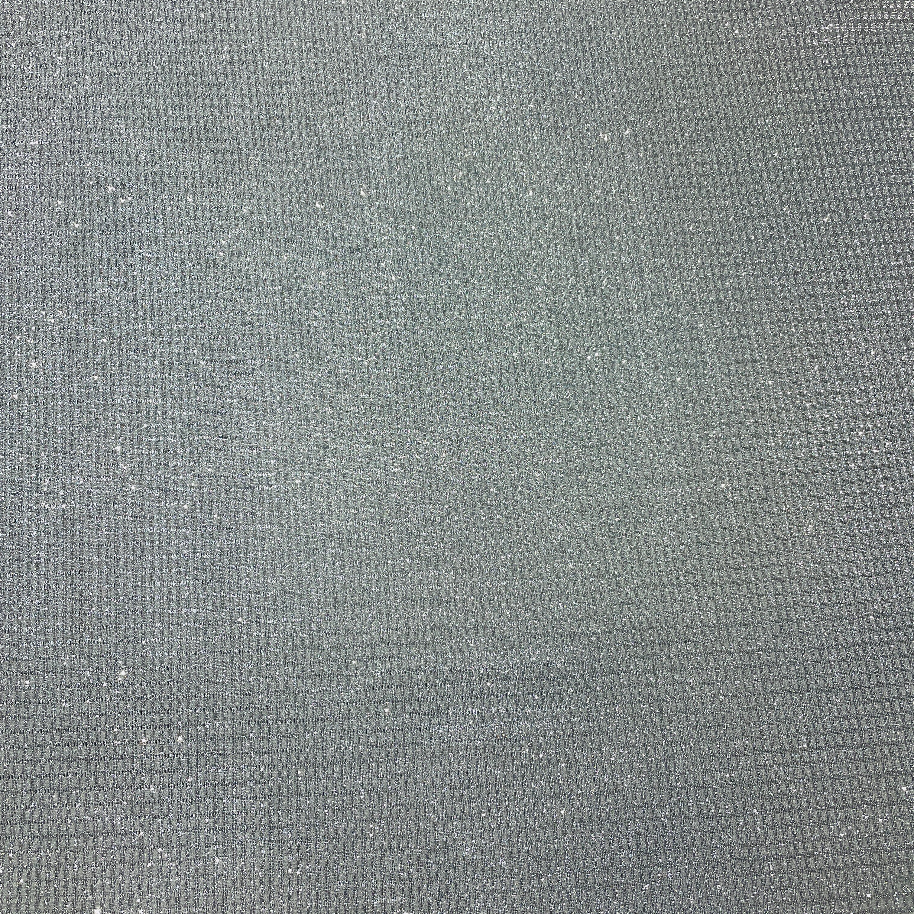 Grey Foil Print Shimmer Knitted Lycra Fabric - TradeUNO