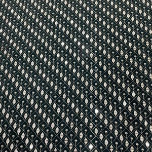 Dark Green Check Embroidery Sequins Georgette Fabric