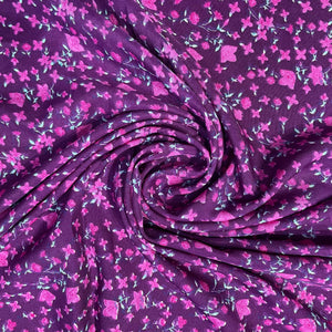 Purple Floral Crepe Fabric - TradeUNO