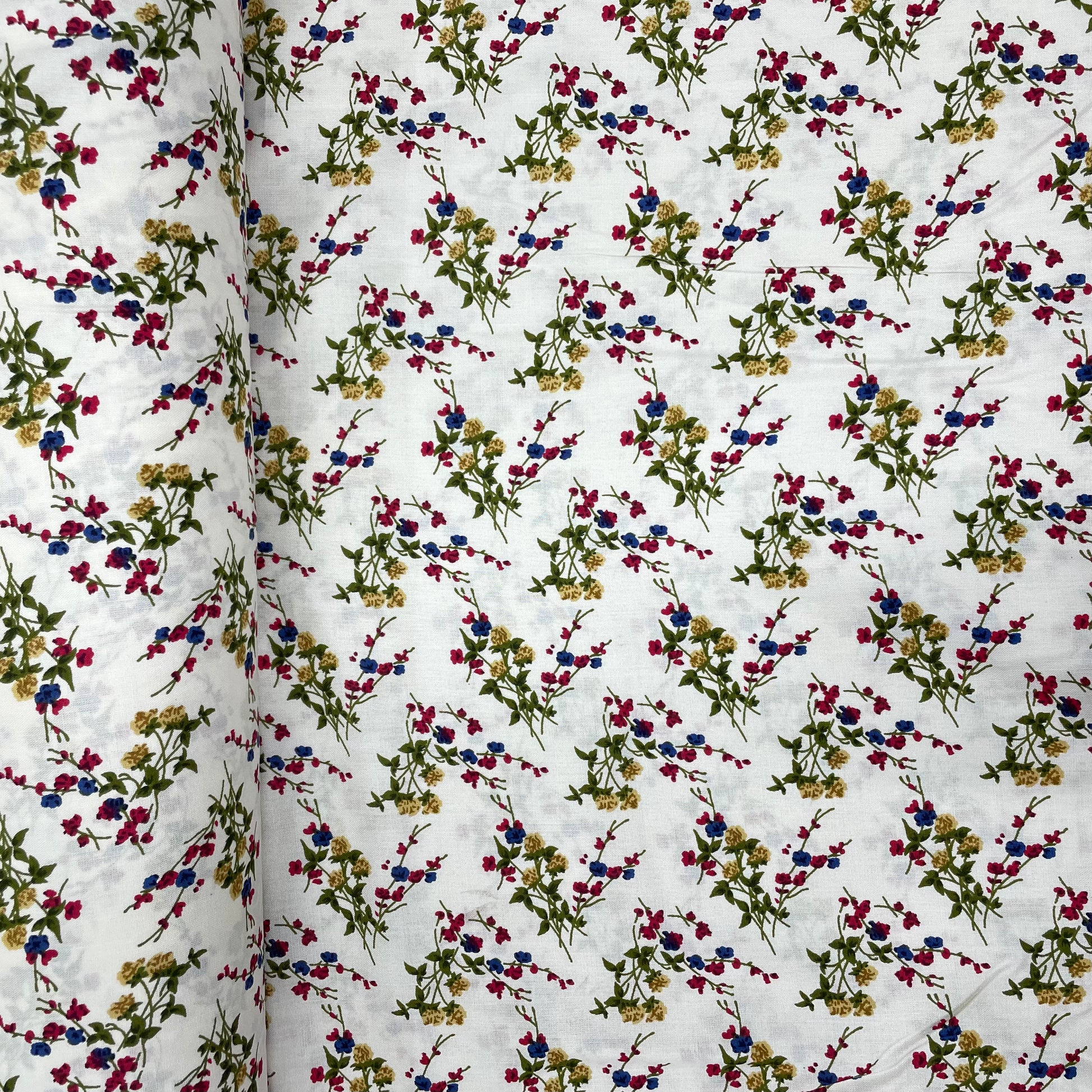 White With Yellow Floral Print Rayon Fabric - TradeUNO