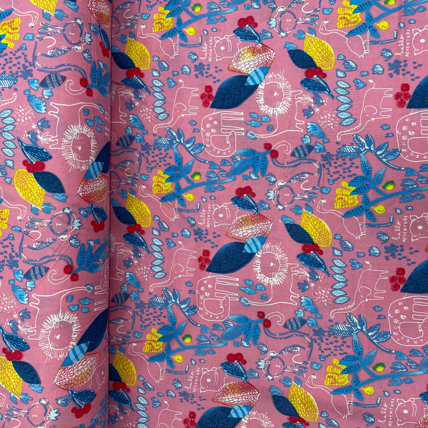 Pink With Blue Floral Print Rayon Fabric - TradeUNO