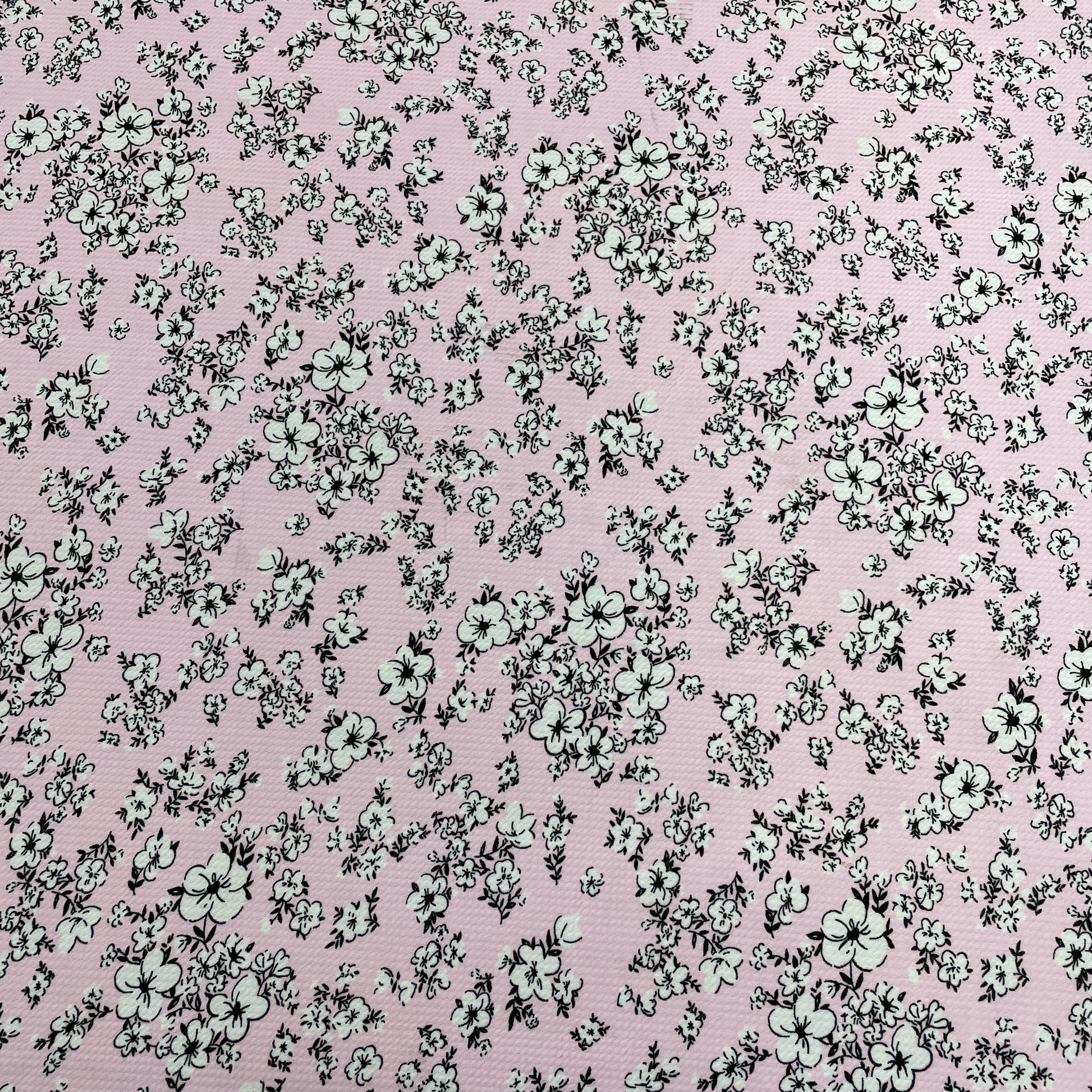 Light Pink Floral Crepe Lycra Fabric - TradeUNO