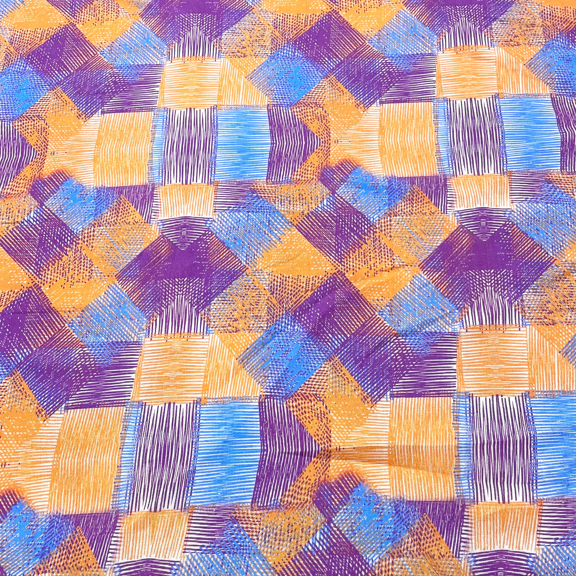 Multi Color Geometrical Print Russian Silk Fabric
