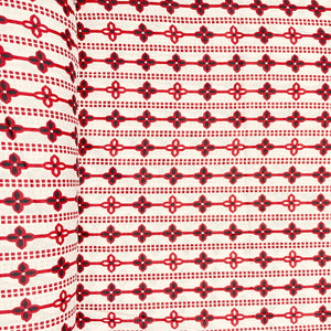 White & Red Geometrical Print Cotton Fabric - TradeUNO