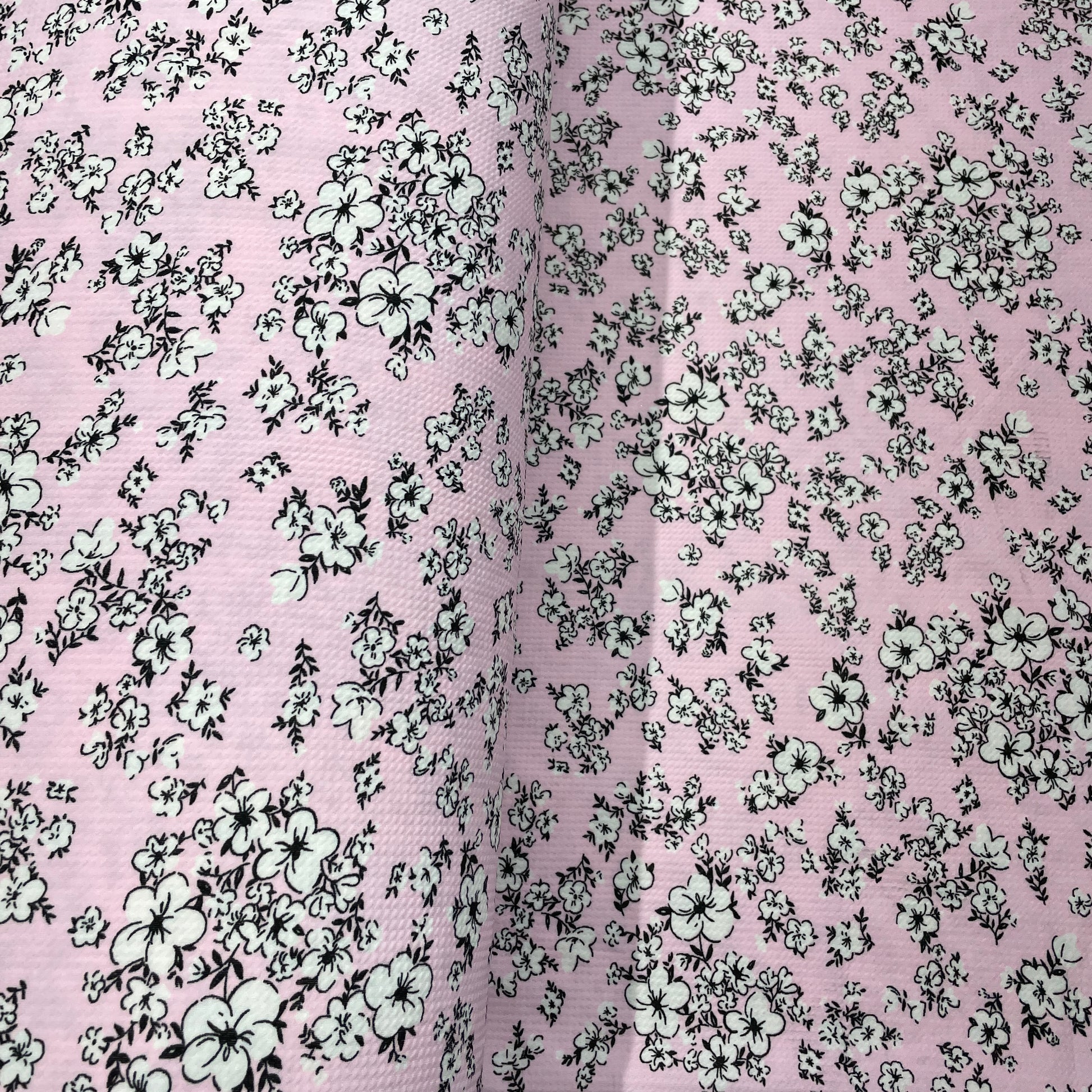 Light Pink Floral Crepe Lycra Fabric - TradeUNO