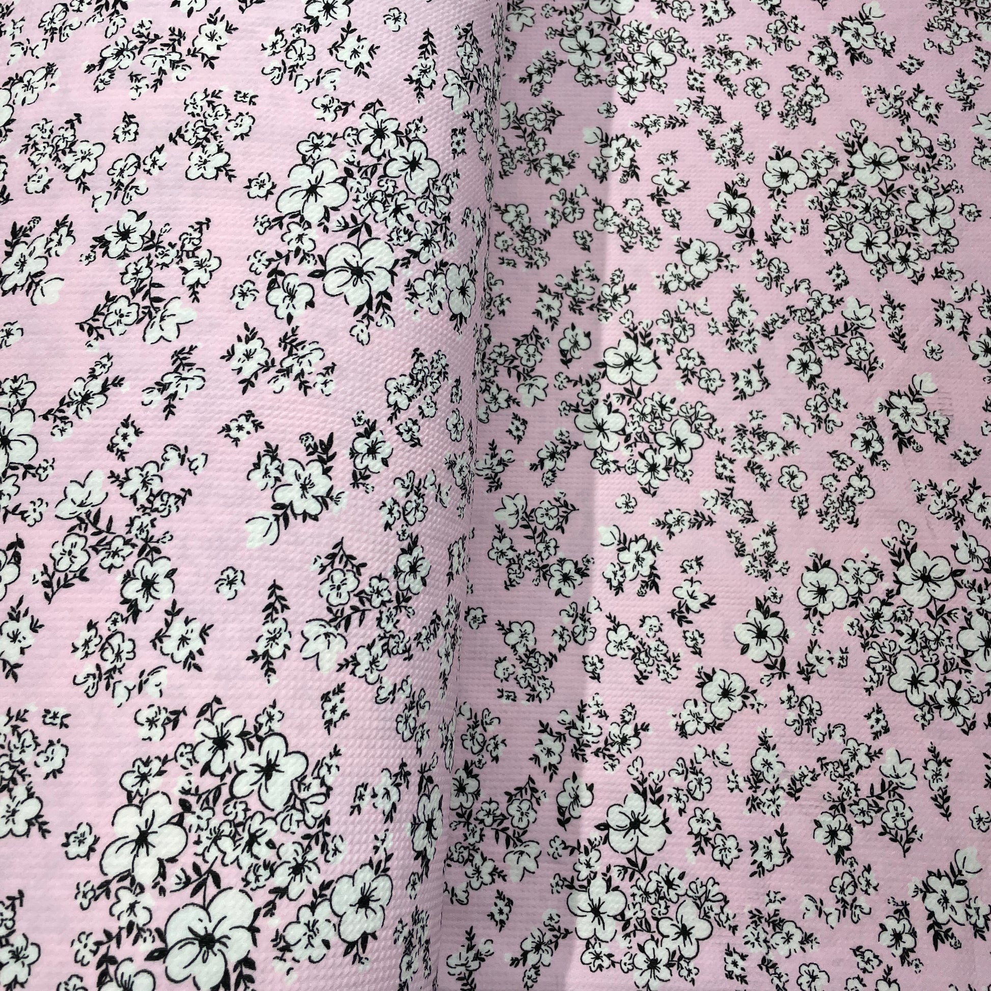 Light Pink Floral Crepe Lycra Fabric - TradeUNO