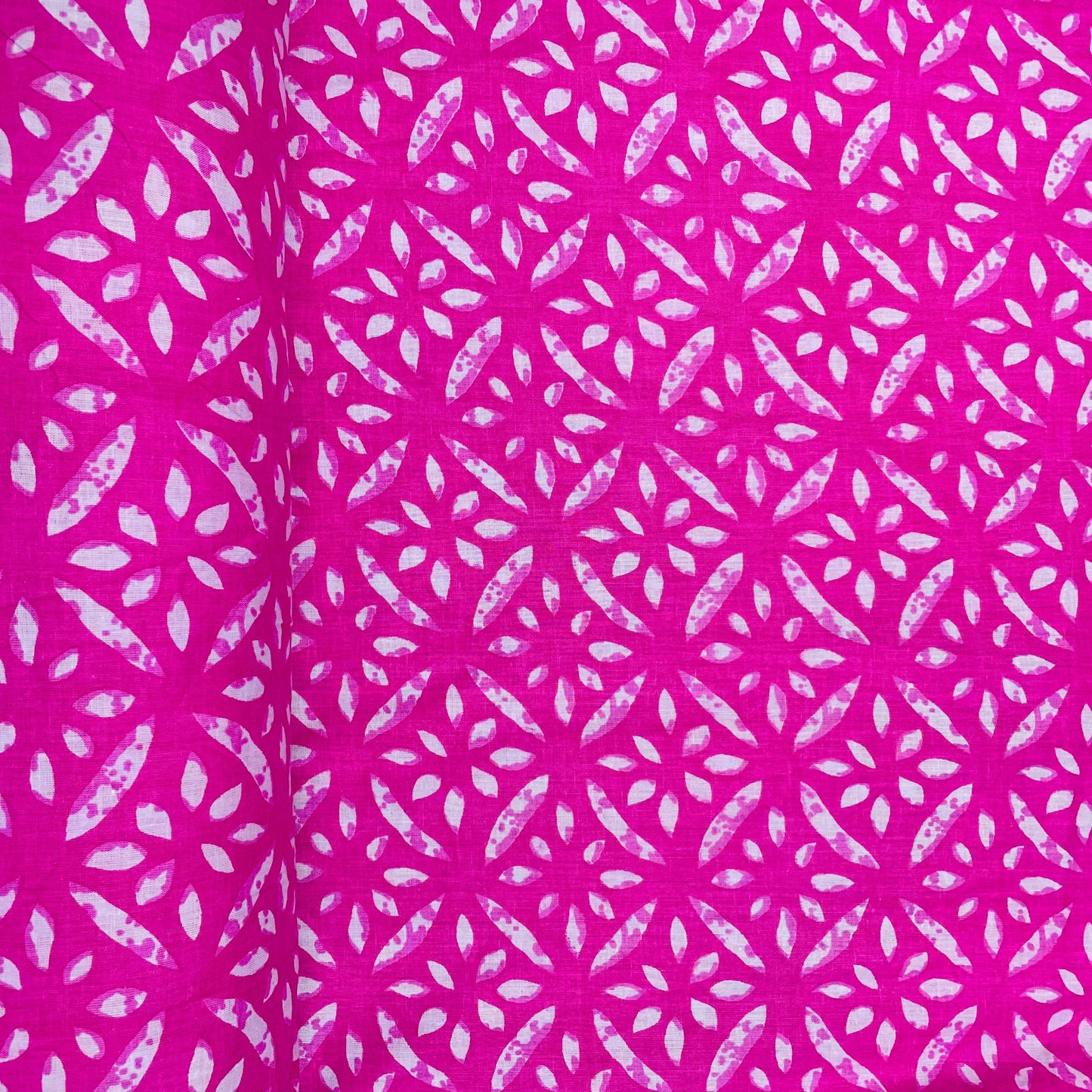 Pink & White Floral Print Cotton Fabric - TradeUNO