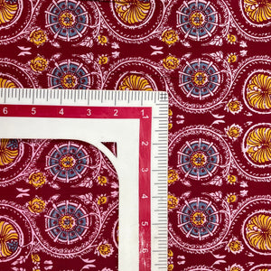 Red Maroon Blue Ajrakh Print Cotton Fabric - TradeUNO