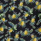 Black With Green Floral Print Rayon Fabric - TradeUNO
