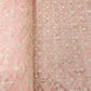 Peach Floral Embroidery Dupion Silk Fabric - TradeUNO