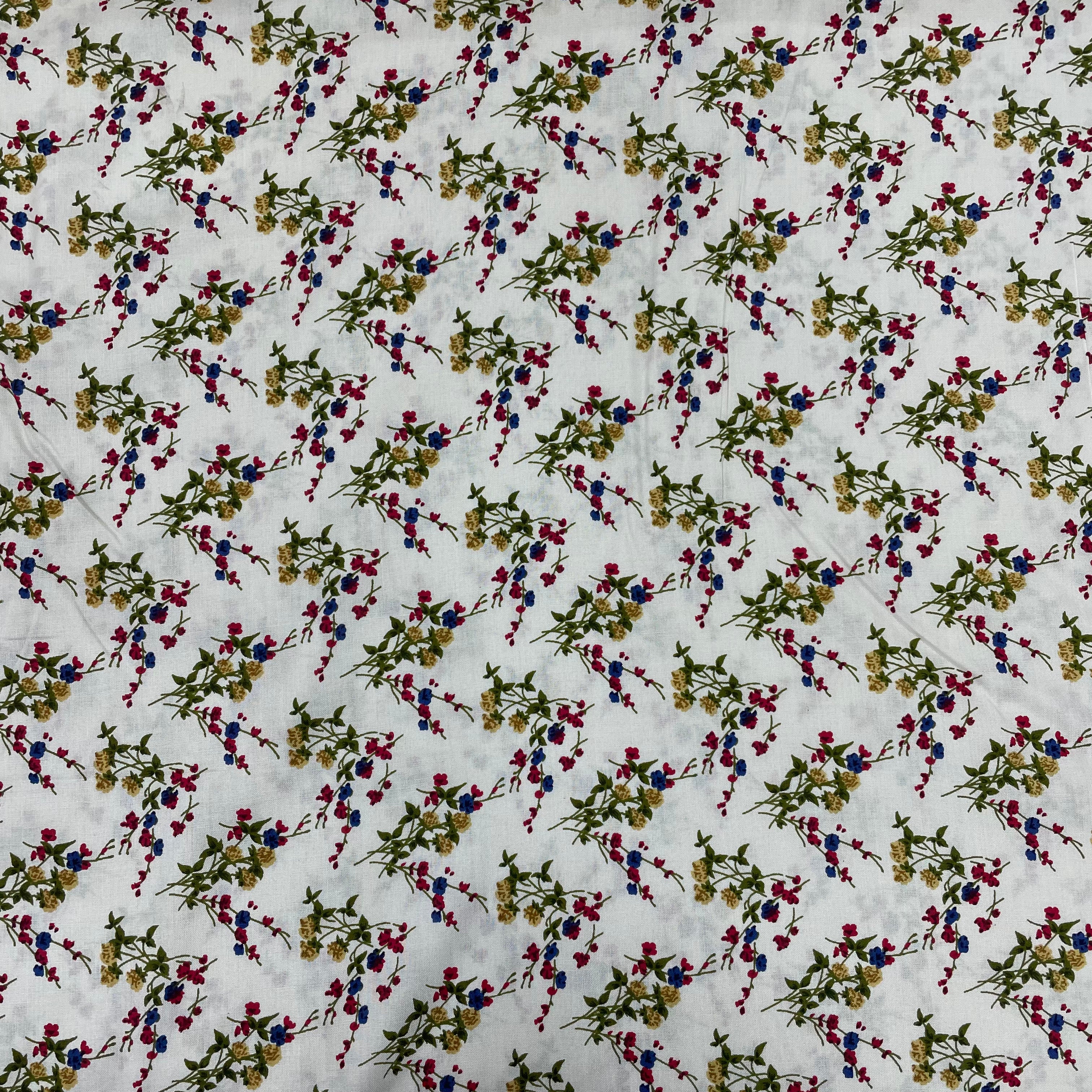 White With Yellow Floral Print Rayon Fabric - TradeUNO