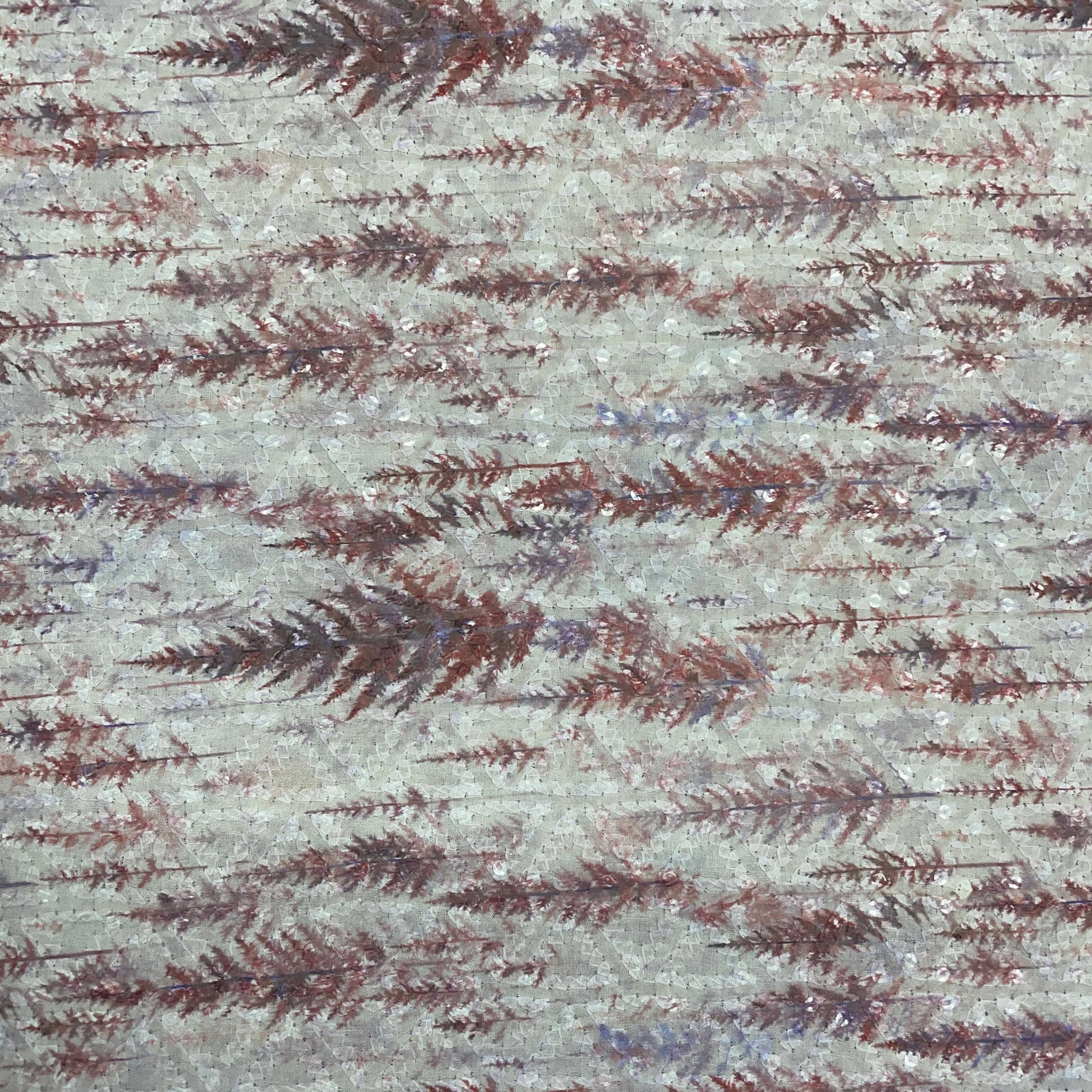 Lavender Floral Print Sequins Embroidery Blended Cotton Fabric - TradeUNO
