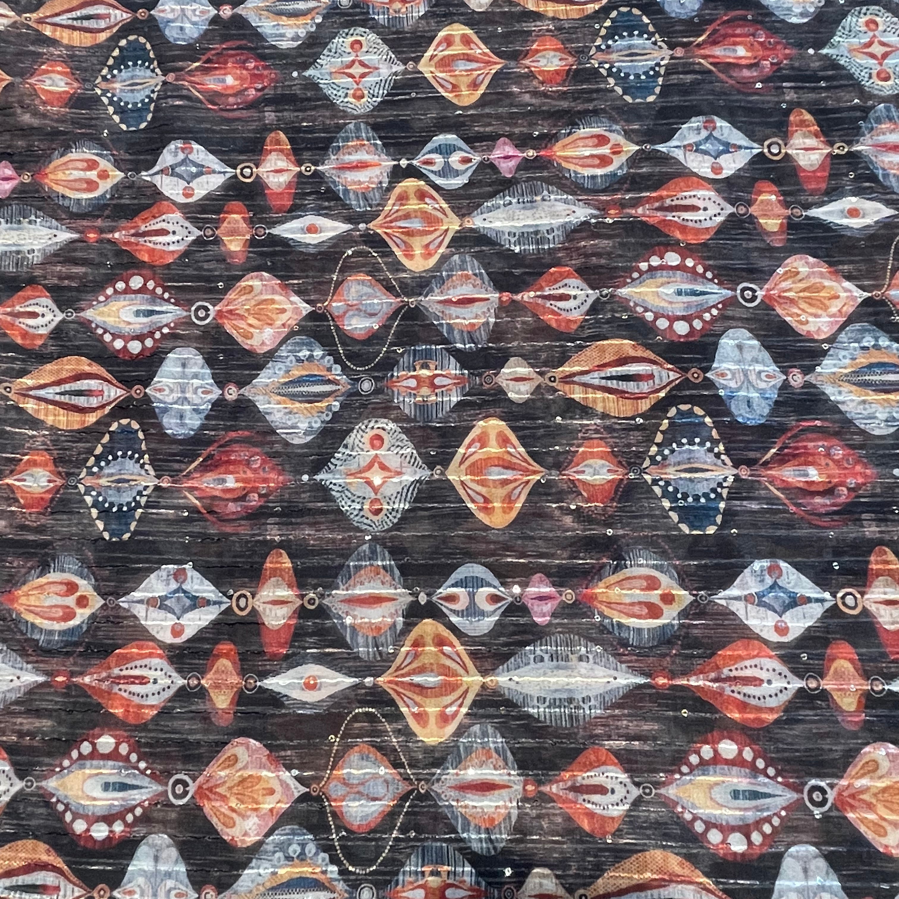 Black with Multicolor Traditional Sequence Embroidery Georgette Fabric - TradeUNO