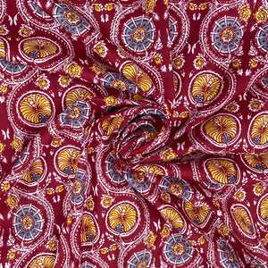 Red Maroon Blue Ajrakh Print Cotton Fabric - TradeUNO