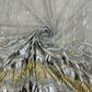 Grey with Golden Stripes Sequence Embroidery Net Lycra Fabric - TradeUNO