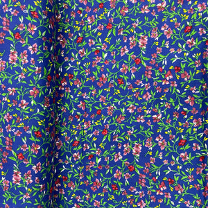 Blue With Green Floral Print Rayon Fabric - TradeUNO
