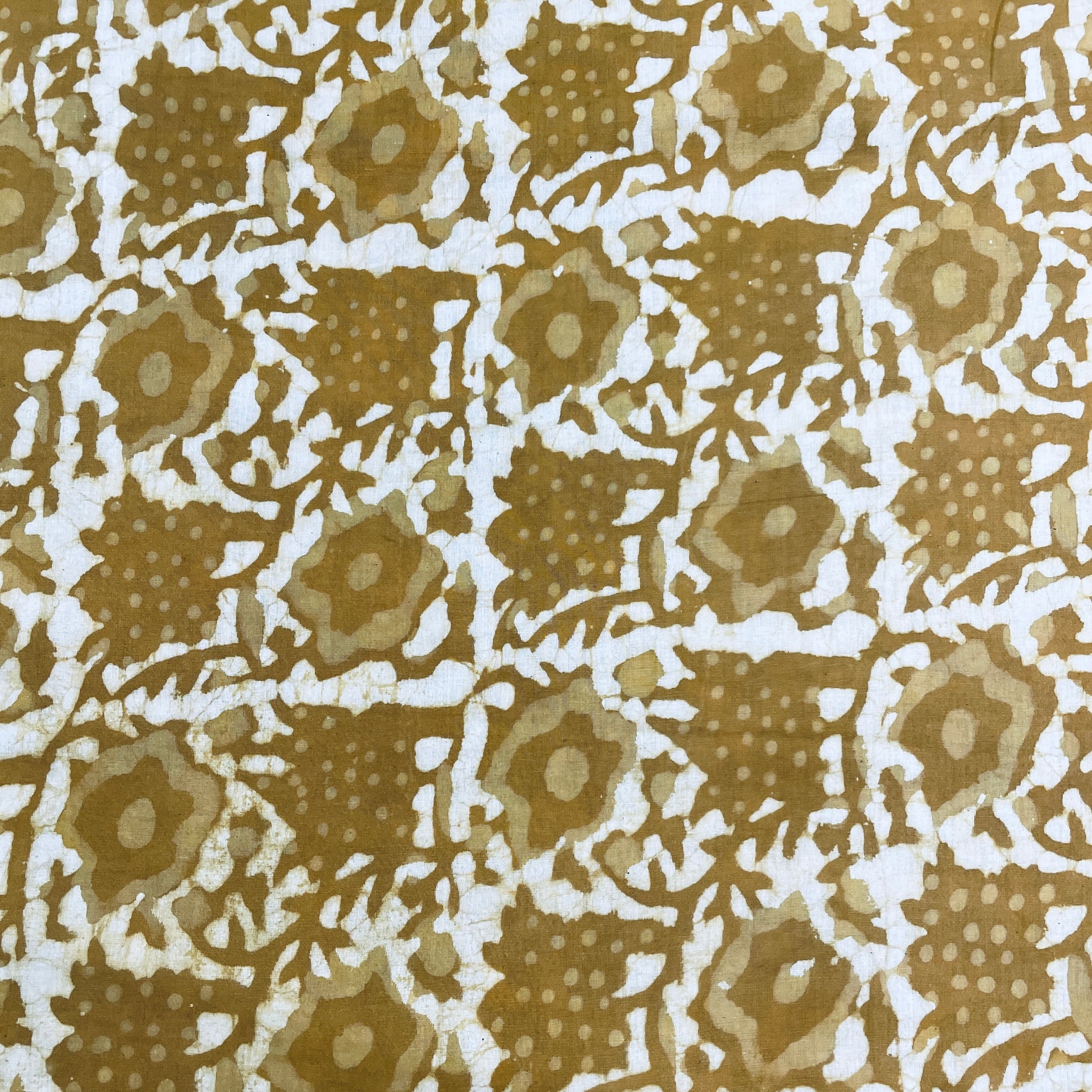 Dark Yellow & White Floral Print Cotton Fabric - TradeUNO