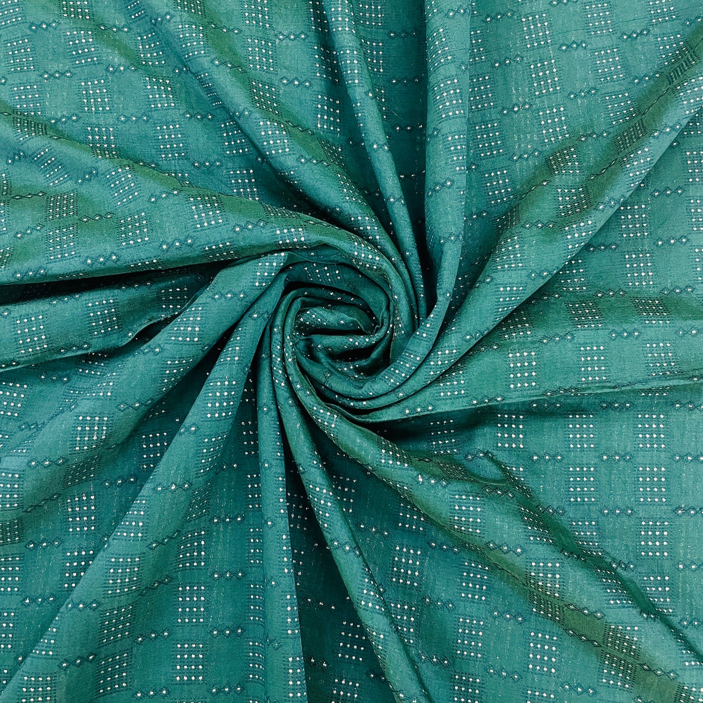 Dark Green Embroidery Chanderi Fabric - TradeUNO