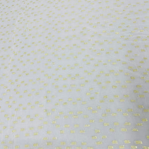 White with Golden Lurex Geometrical Georgette Jacquard Dyeable Fabric