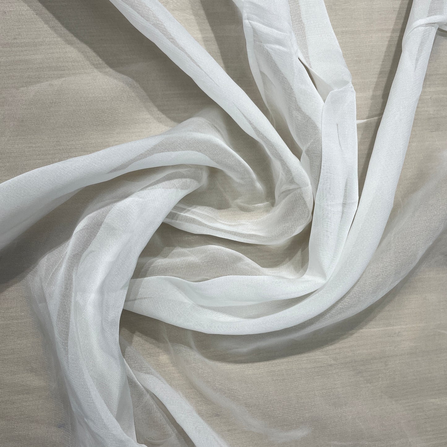White Solid Viscose Organza Dyeable Fabric - TradeUNO