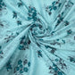 Light Blue With Blue Floral Chiffon Dobby Fabric - TradeUNO