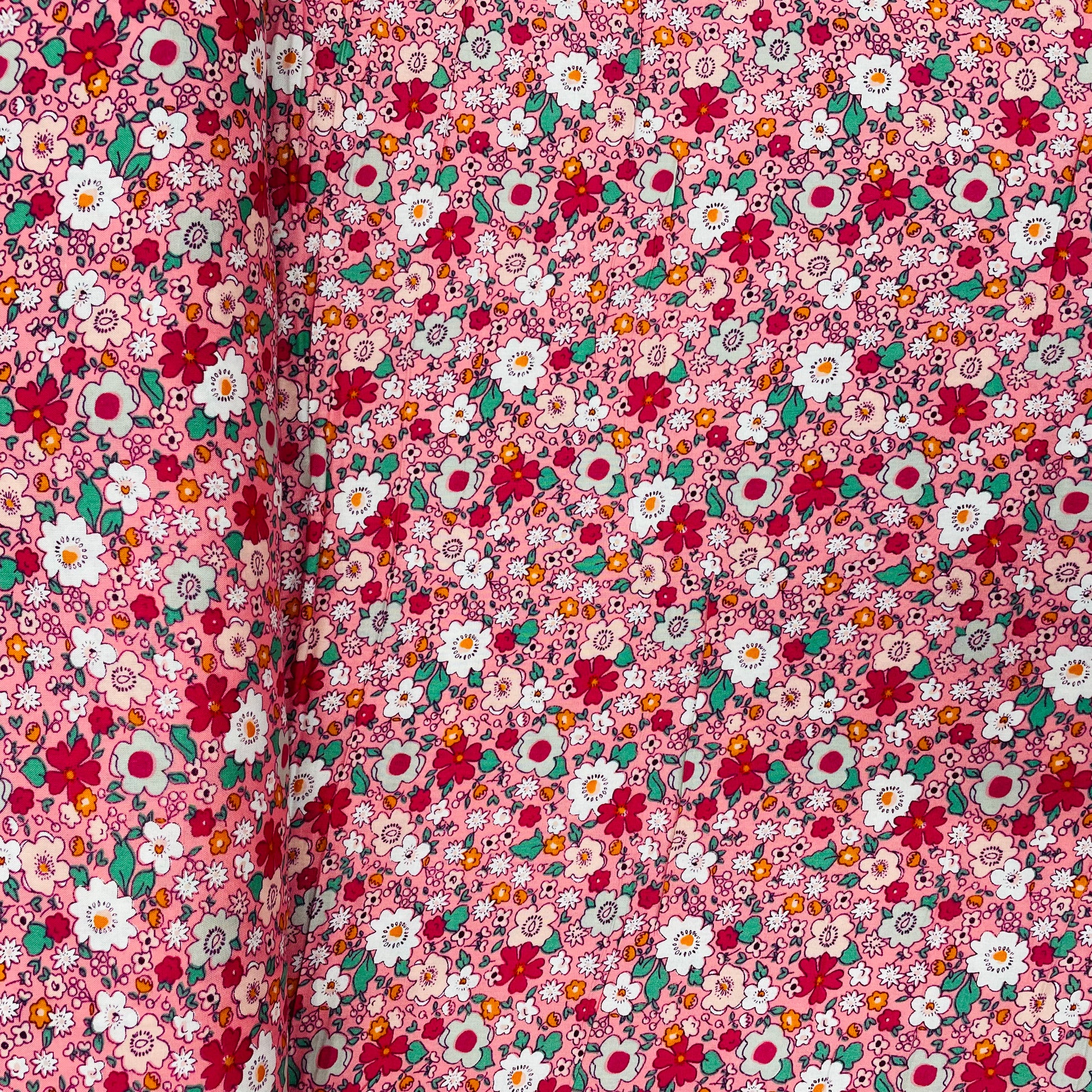 Pink With Multicolor Floral Print Rayon Fabric - TradeUNO