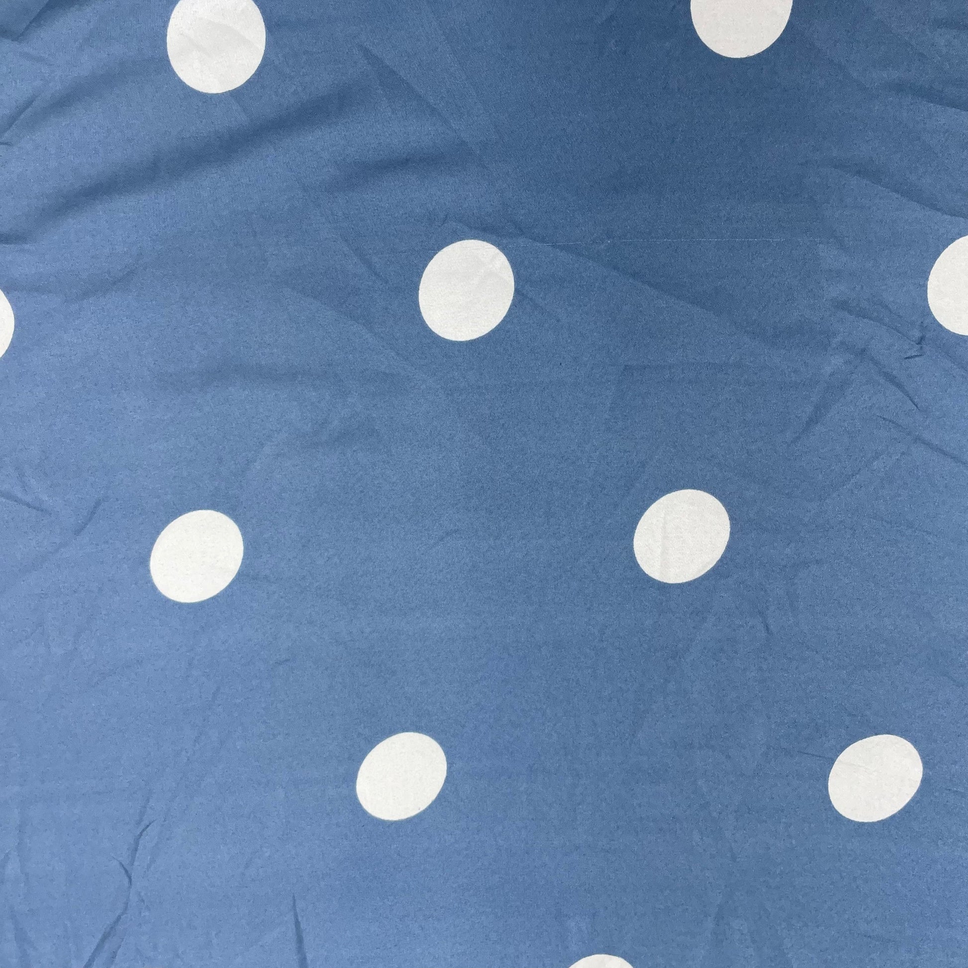 Light Blue With White Polka Dot Crepe Fabric - TradeUNO