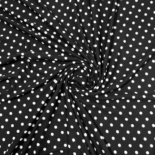 Black Polka Dot Crepe Lycra Fabric