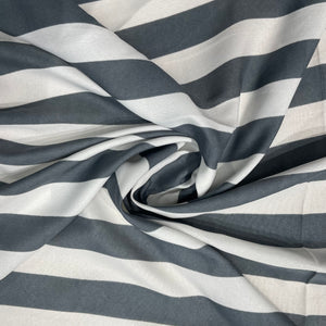 White With Grey Stripes Crepe Fabric - TradeUNO