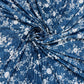 Navy Blue Floral Pleated Knitted Satin Fabric - TradeUNO
