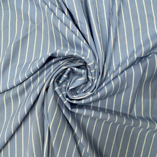 Sky Blue Stripe Satin Fabric