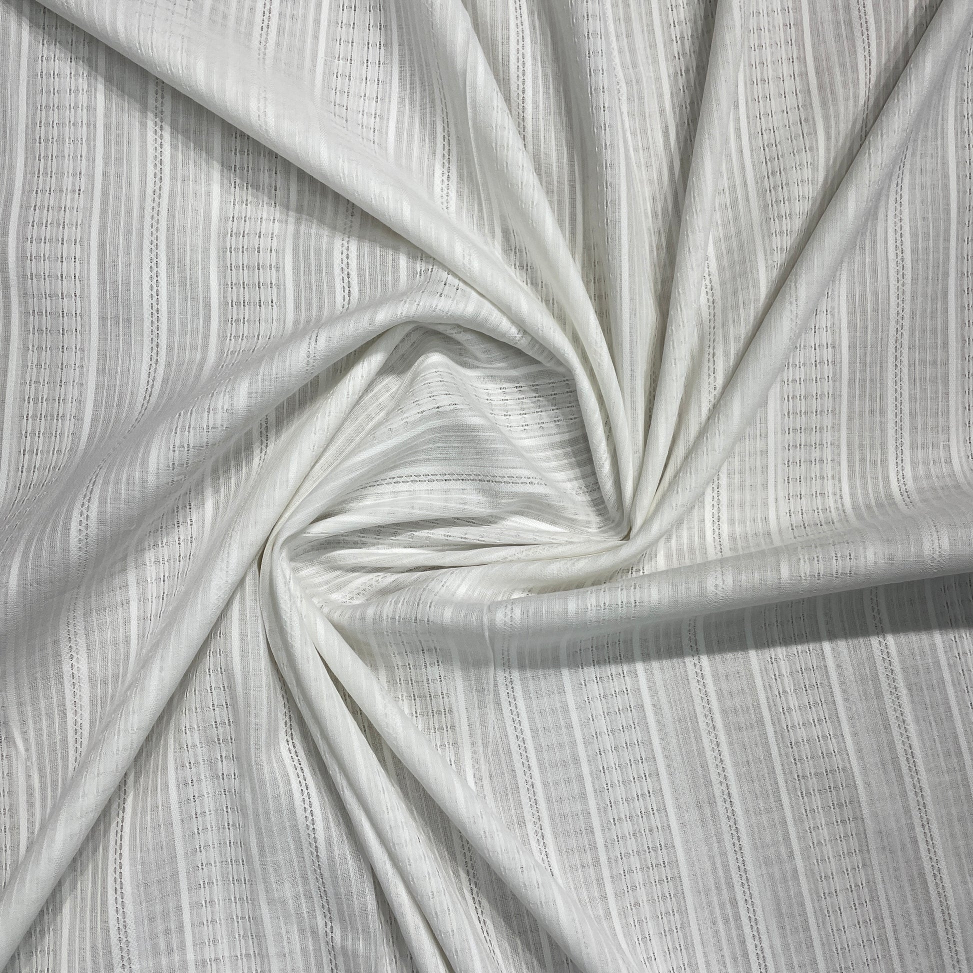 White Solid RFD Dyeable Jacquard Cotton Fabric - TradeUNO