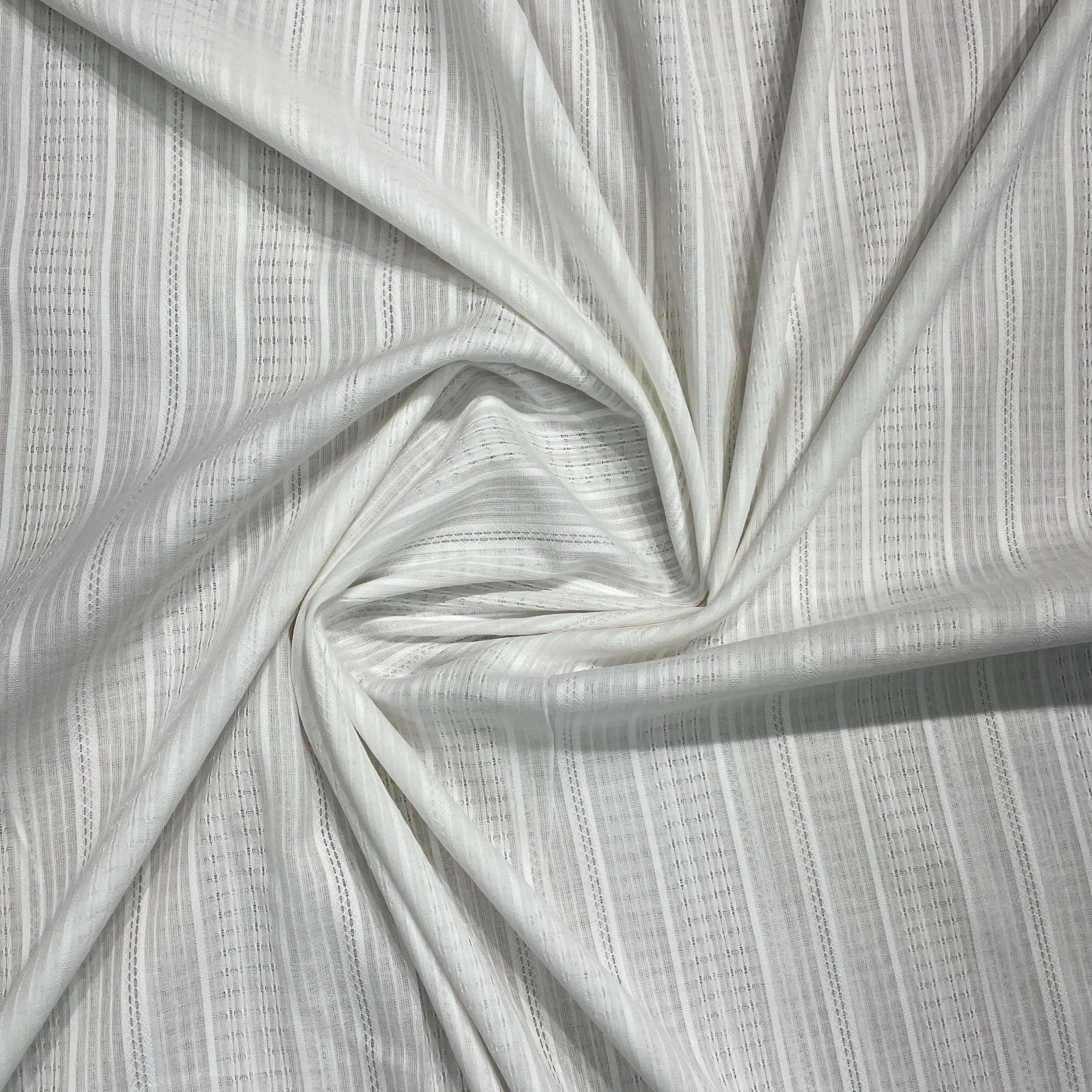 White Solid RFD Dyeable Jacquard Cotton Fabric - TradeUNO