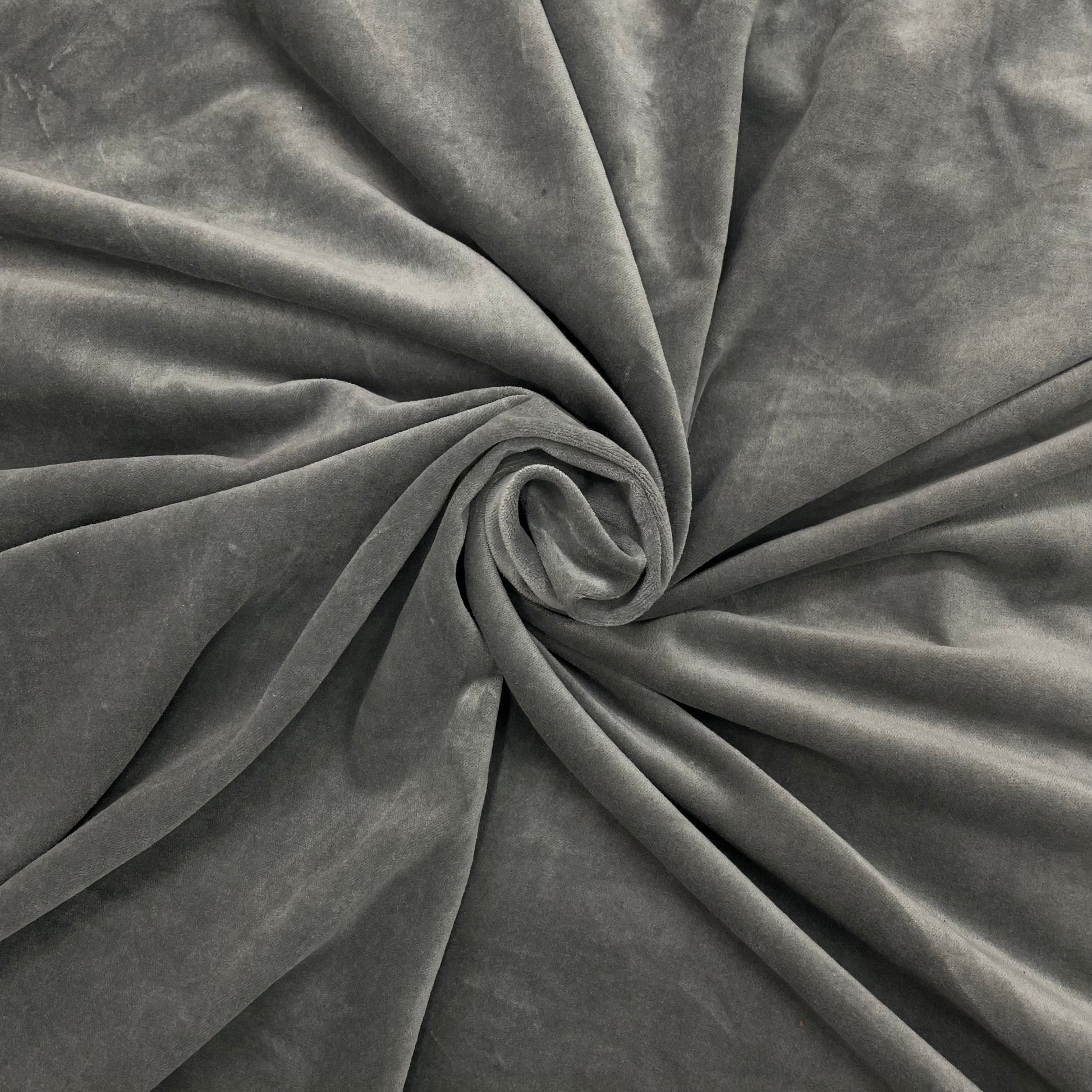 Metal Grey Solid Velvet Fabric - TradeUNO