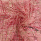 Pink Checks Sequence Embroidery Net Fabric