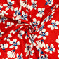 Dark Blue With Pink Floral Print Rayon Fabric - TradeUNO