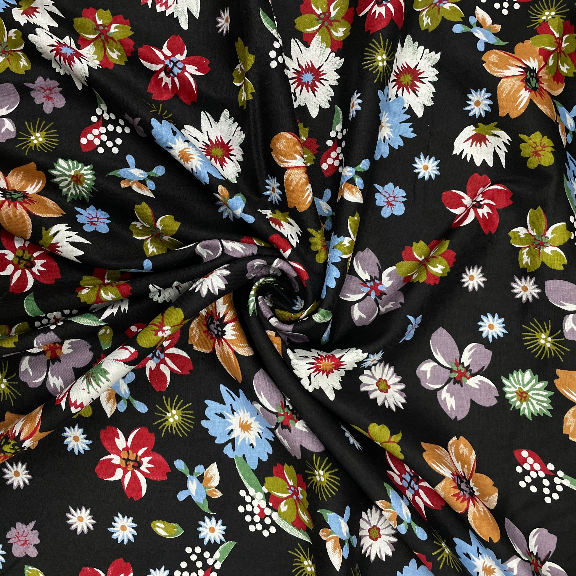 Lack With Multicolor Floral Print Rayon Fabric - TradeUNO