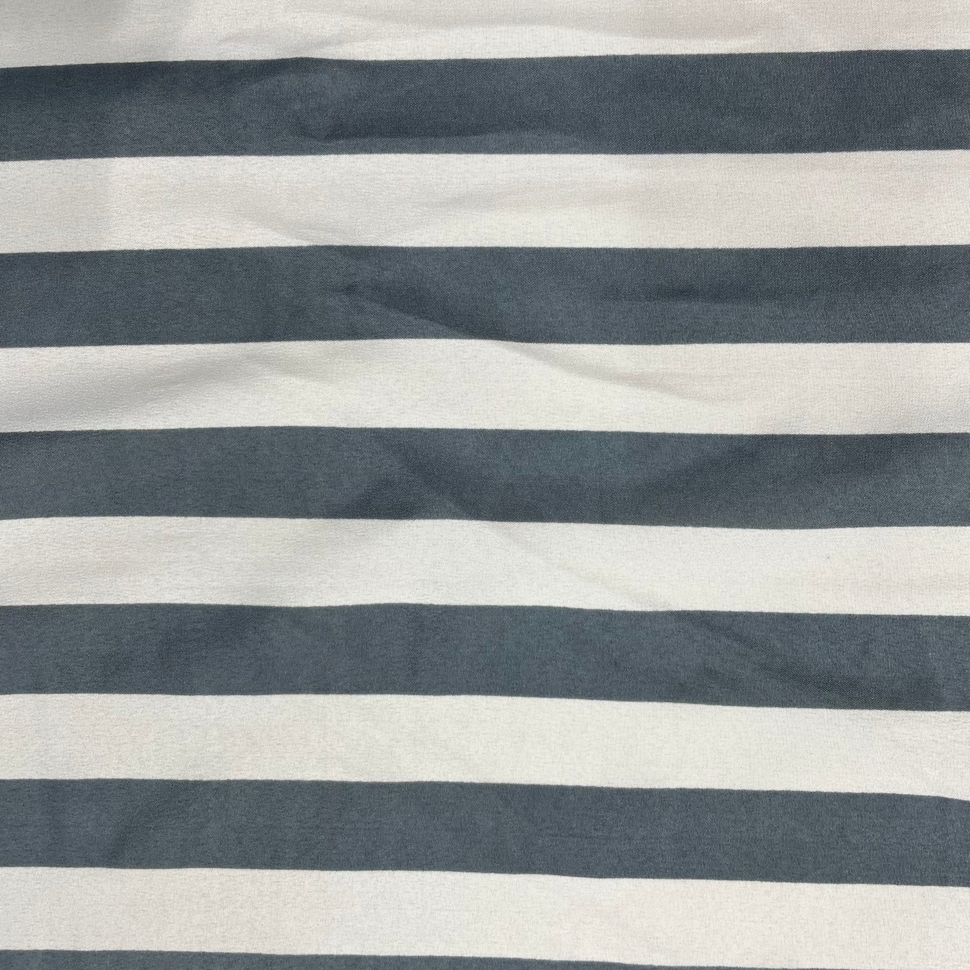 White With Grey Stripes Crepe Fabric - TradeUNO