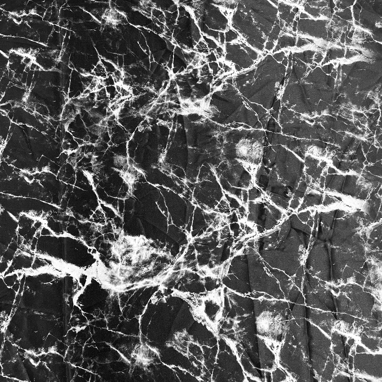 Black & Grey Marble Print Poly Satin Fabric - TradeUNO