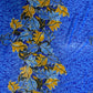 Blue With Yellow Floral Foil Print Georgette Fabric - TradeUNO