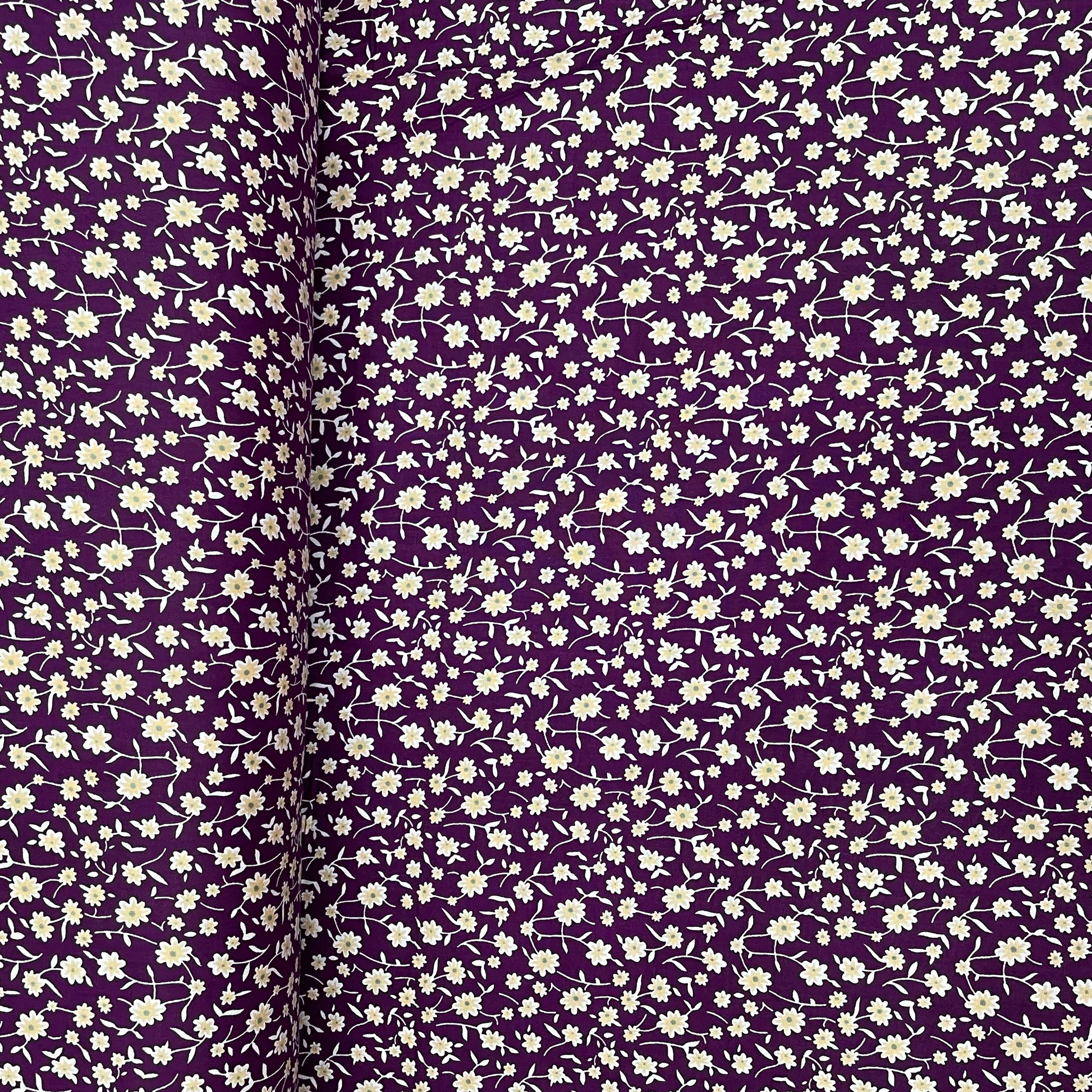 Buy Raspberry Purple With Cream Floral Print Rayon Fabric Online ...